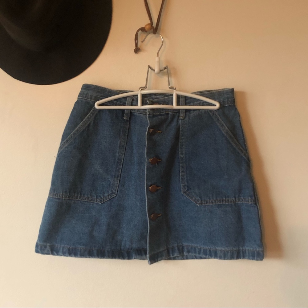 High-waisted A-Line Denim Mini Skirt